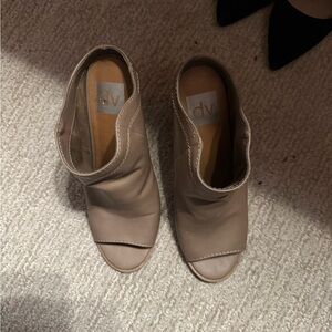 DV by Dolce Vita Taupe Open-Toe Mule Booties